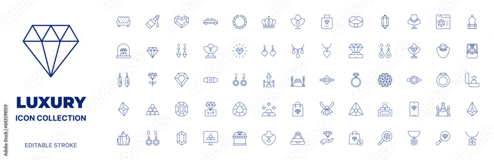 Luxury icon collection. Thin line icon. Editable stroke. Editable stroke. Luxury icons for web and mobile app.