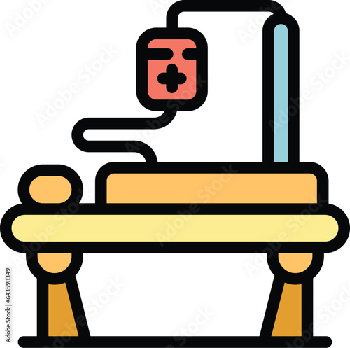 Blood pack bed icon outline vector. Emergency room. Nurse care color flat