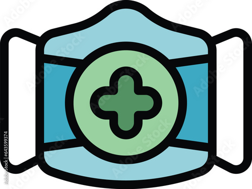 Medical mask icon outline vector. Emergency room. Medicine clinic color flat