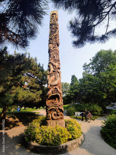 Photography First Nations Totem in the lakeside park Toronto Ontario Canada