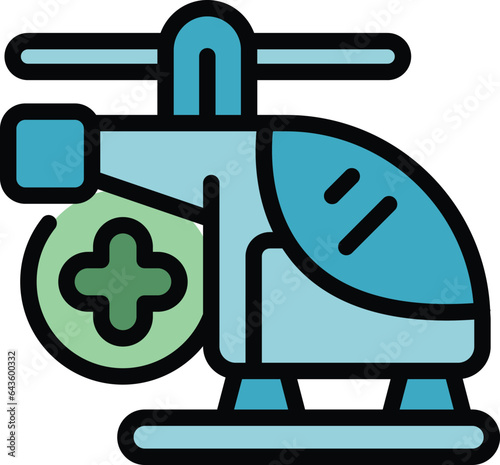 Emergency helicopter icon outline vector. Medical patient. Clinic office color flat