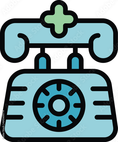 Emergency telephone icon outline vector. Medicine patient. Nurse treatment color flat