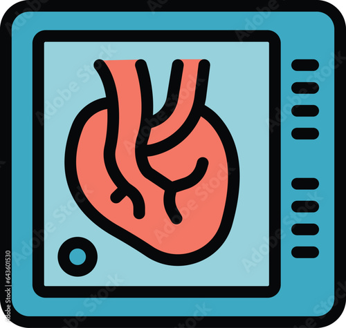Test heart beat icon outline vector. Emergency room. Medical patient color flat