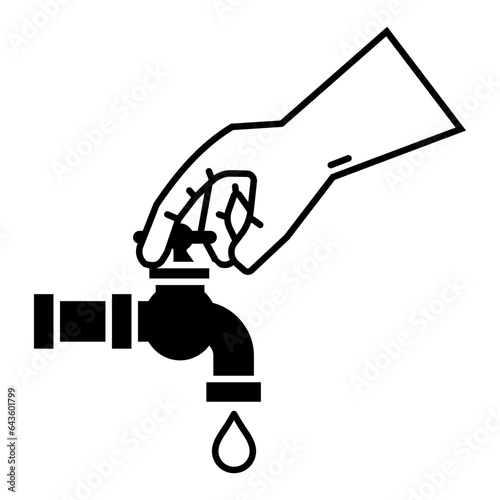 "Please close water tap / faucet after use" icon