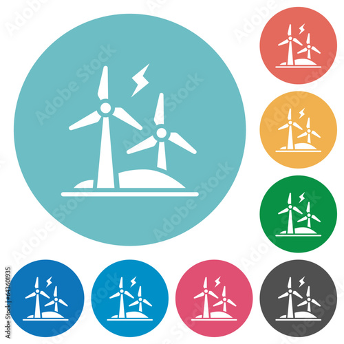 Wind energy flat round icons