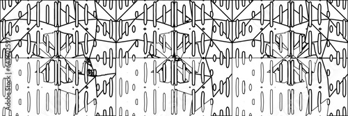 White background with striped shapes. Texture with figures from lines.Line shape design.Abstract background for web page, textures, card, poster, fabric, textile. Monochrome graphic repeating design.