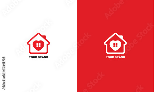 Love house logo, vector graphic design