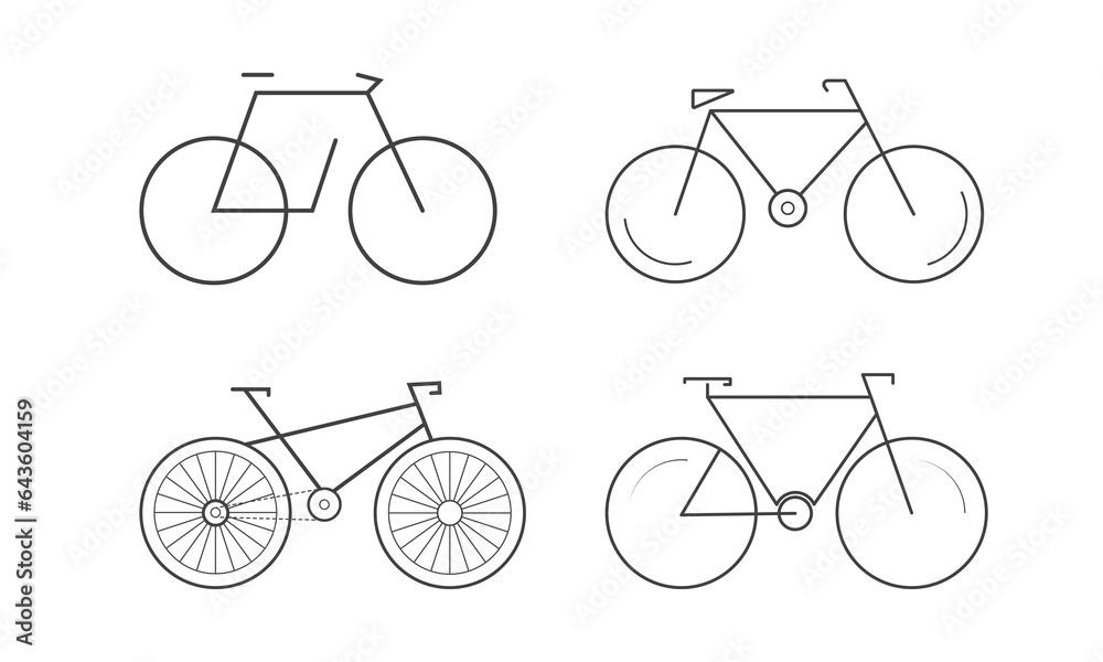 Bicycle icon, Outline set vector icons for web design Bicycle icon, Outline set vector icons for web design