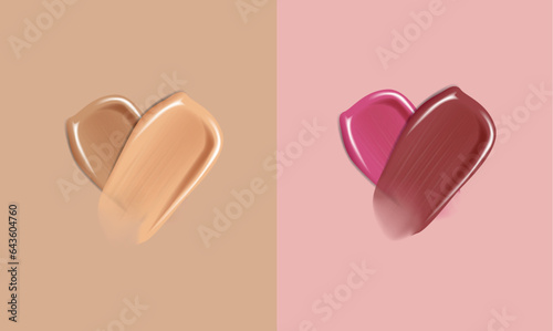 Heart of makeup made with strokes and smudges. love cosmetics. Beauty and fashion illustration.