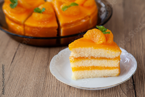 Refreshing orange sponge layer cake