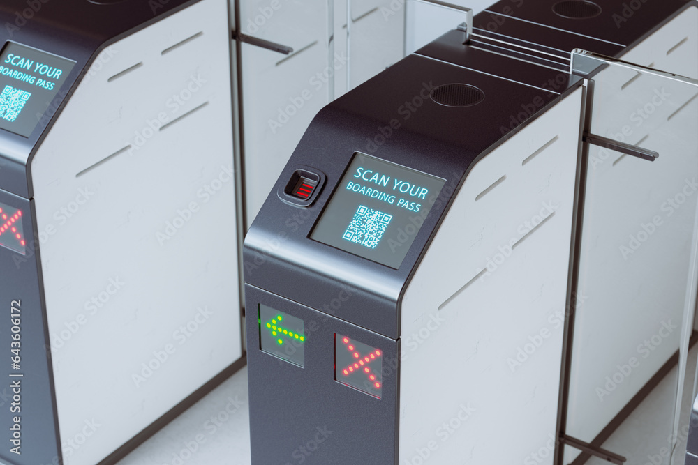 Self-service mobile gates at the airport for easy access and convenience. Self-service mobile gates at the airport for easy access and convenience.