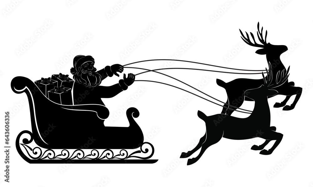Obraz premium santa claus riding sleigh