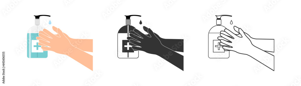 Hygienic set. wash hands icon. Vector.