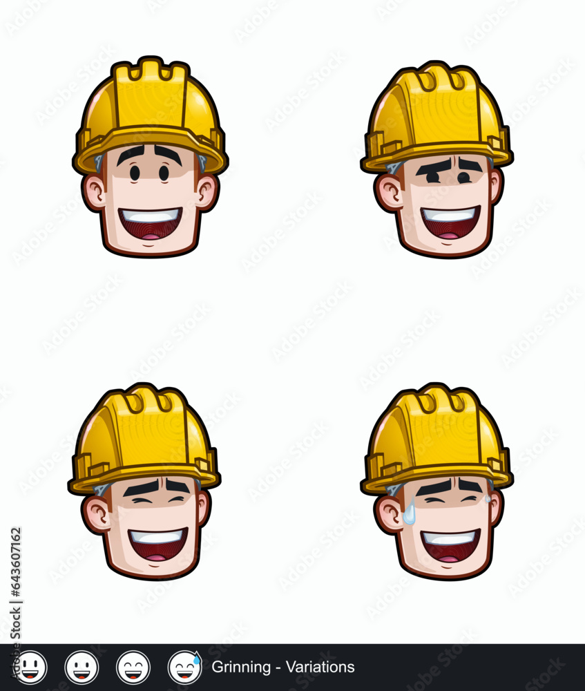 Construction Worker - Expression - Positive n Smiling - Grinning - Variations