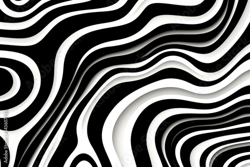 Abstract black and white background with wavy lines. generative ai 