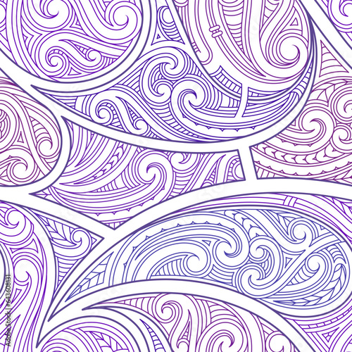 Colorful seamless Polynesian style ornament. Good for fabric designs