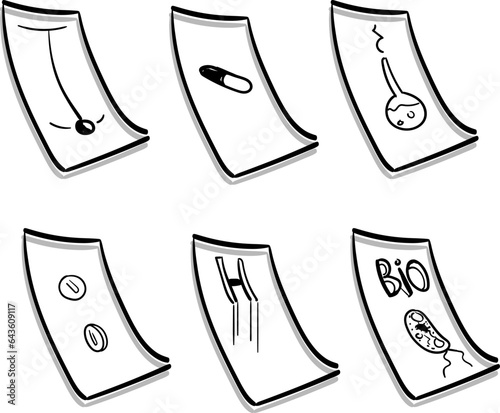 Icons with small objects inside and on medical topics.
