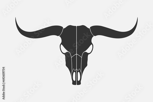 Skull bull graphic icon. Bull head skeleton black sign isolated on white background. Vector illustration
