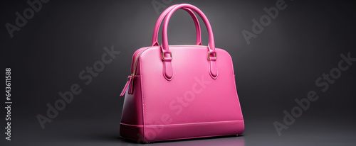A Stylish Pink Youth Women's Handbag Set Against a Chic Gray Studio Backdrop