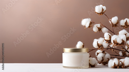 skincare product mock up with cotton flowers