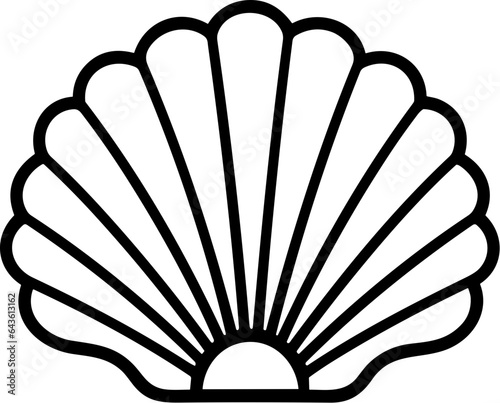 Seashell ocean shell clam black outline vector