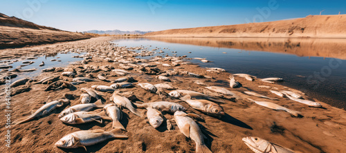 The remains of fish stranded in a dried-up river, a stark reminder of the environmental challenges faced in arid desert regions.