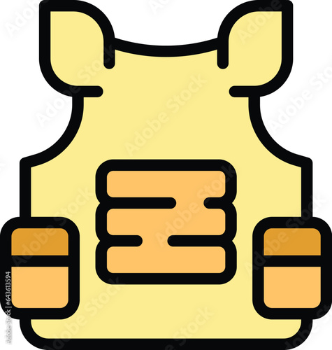 Bulletproof vest protection icon outline vector. Tactical proof. Military jacket color flat