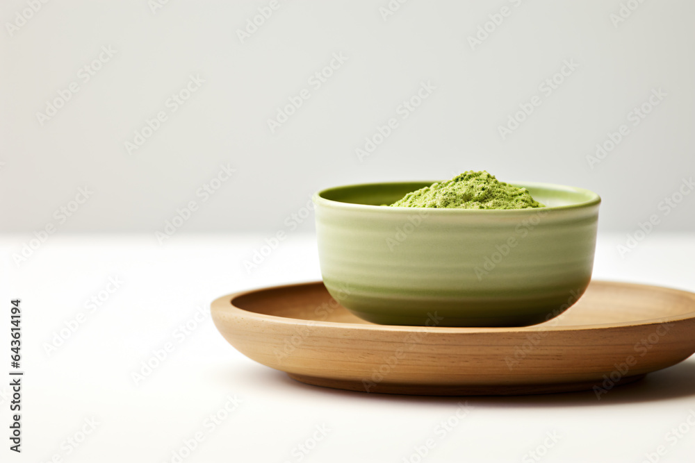Japanese matcha tea ceremony. The composition centers on a finely crafted ceramic bowl filled with vibrant green matcha powder Japanese matcha tea ceremony. The composition centers on a finely crafted ceramic bowl filled with vibrant green matcha powder