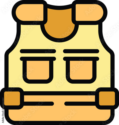 Safe vest icon outline vector. Army jacket. Tactical proof color flat