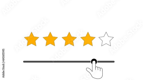 rating stars. raising the rating. ranking down. 4k video illustration.