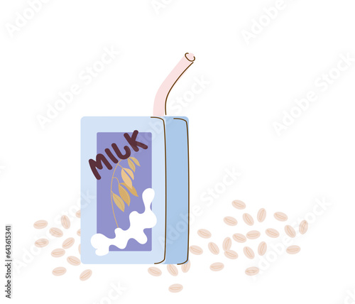 Oat milk. Food healthy, organic, original, vegan, vegetarian, diet daily nutrition.Vector Hand drawn illustration.