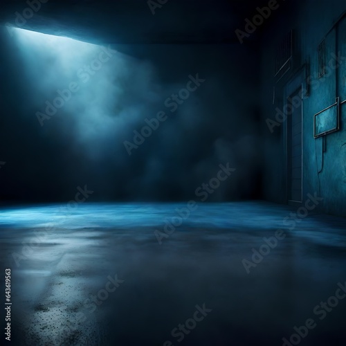 In the heart of a dark and mysterious street, an abstract dark blue background sets the stage for an eerie and empty scene. For product display