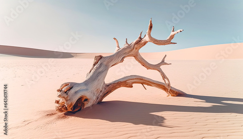 Gnarled Tree Trunk in a Desert Landscape,dead tree in the desert © Moon
