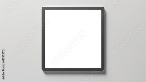 Modern black tablet computer with blank horizontal screen isolated on white background. Generative AI