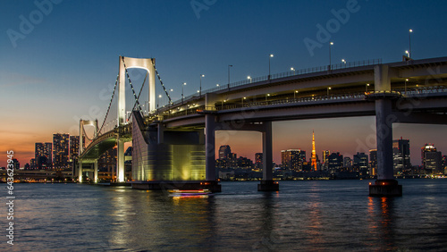 レインボーブリッジと東京タワーの夜景