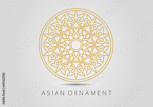 Vintage ornate linear ornament in Kazakh traditional style. Asian floral designs. Abstract Asian elements of the national pattern of the ancient nomads of the Kyrgyz, Mongols, Kazakhs, Tatars.