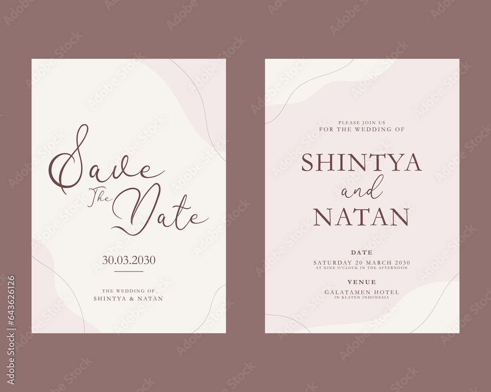 Wedding invitation template with flower watercolor
