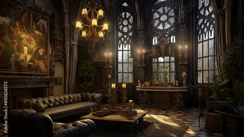 Classic Gothic Living Room. Opulent Elegance in Astonishing Detail