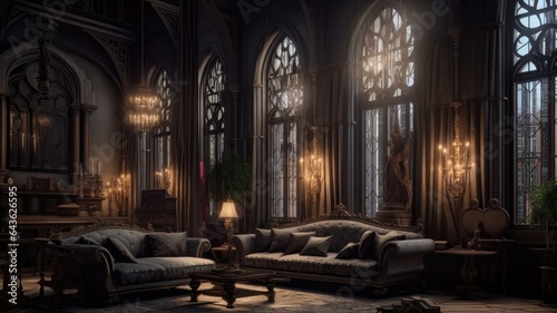 Classic Gothic Living Room. Opulent Elegance in Astonishing Detail