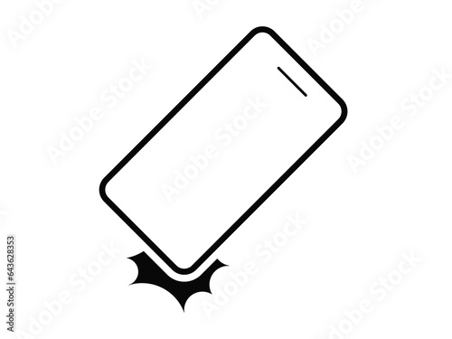 Grey Shockproof mobile phone icon isolated on white background. Smartphone crash test vector outline sign.