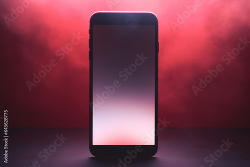 Smart Cellphone with Red Background, Futuristic, Generative AI