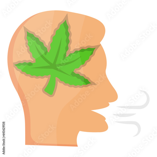 Blunt Smoker concept, hophead vector color icon design, Cannabis and marijuana symbol, thca and cbdasign, recreational herbal drug stock illustration
