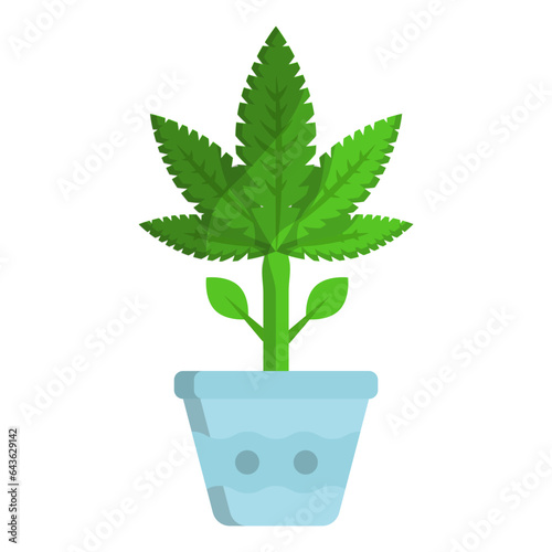 greenish-gray mixture of the flowers pot concept, Hemp Plant vector color icon design, Cannabis and marijuana symbol, thca and cbdasign, recreational herbal drug stock illustration