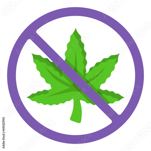 Hash Banned Area concept, Smoking Edibles Hemp Weed not allowed vector color icon design, Cannabis and marijuana symbol, thca and cbdasign, recreational herbal drug stock illustration