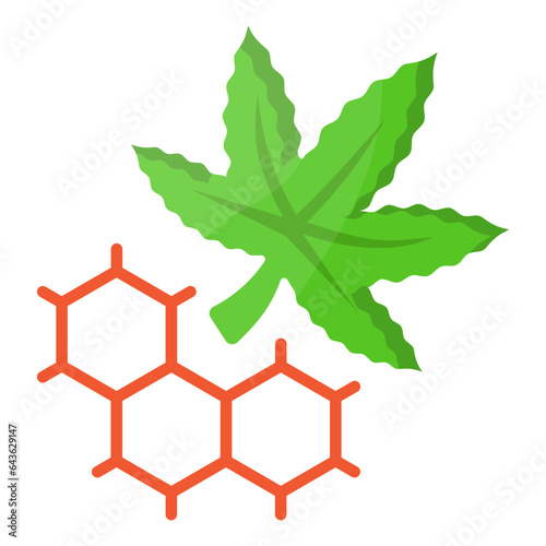 Genetics of hybrid strain leaf concept, Composition and compound in hemp vector color icon design, Cannabis and marijuana symbol, thca and cbdasign, recreational herbal drug stock illustration