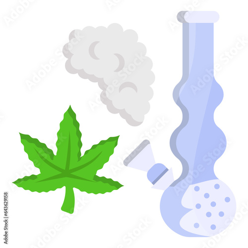 portable water pipe for hash smoking concept, Spherical Pocket Bubbler vector color icon design, Cannabis and marijuana symbol, thca and cbdasign, recreational herbal drug stock illustration