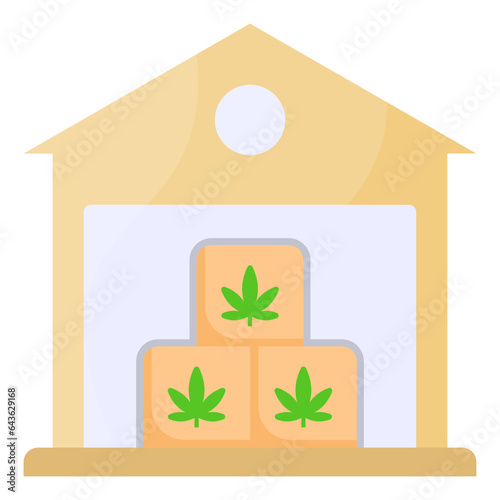 Hemp or Weed Barn concept, Hash Manufacturers and Suppliers vector color icon design, Cannabis and marijuana symbol, thca and cbdasign, recreational herbal drug stock illustration