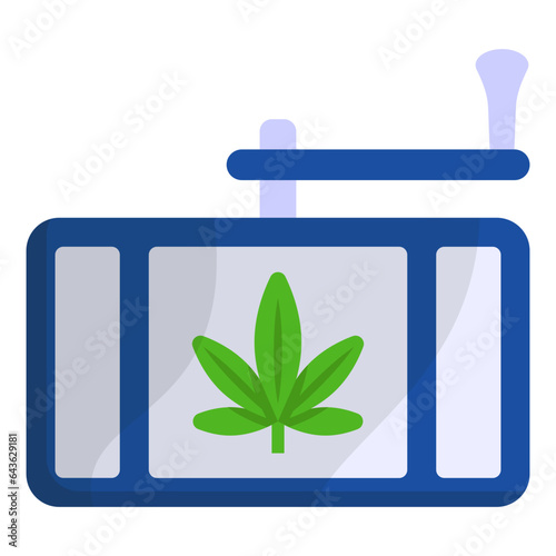 Handheld Weed Grinder concept, Manual Hemp Crusher vector color icon design, Cannabis and marijuana symbol, thca and cbdasign, recreational herbal drug stock illustration