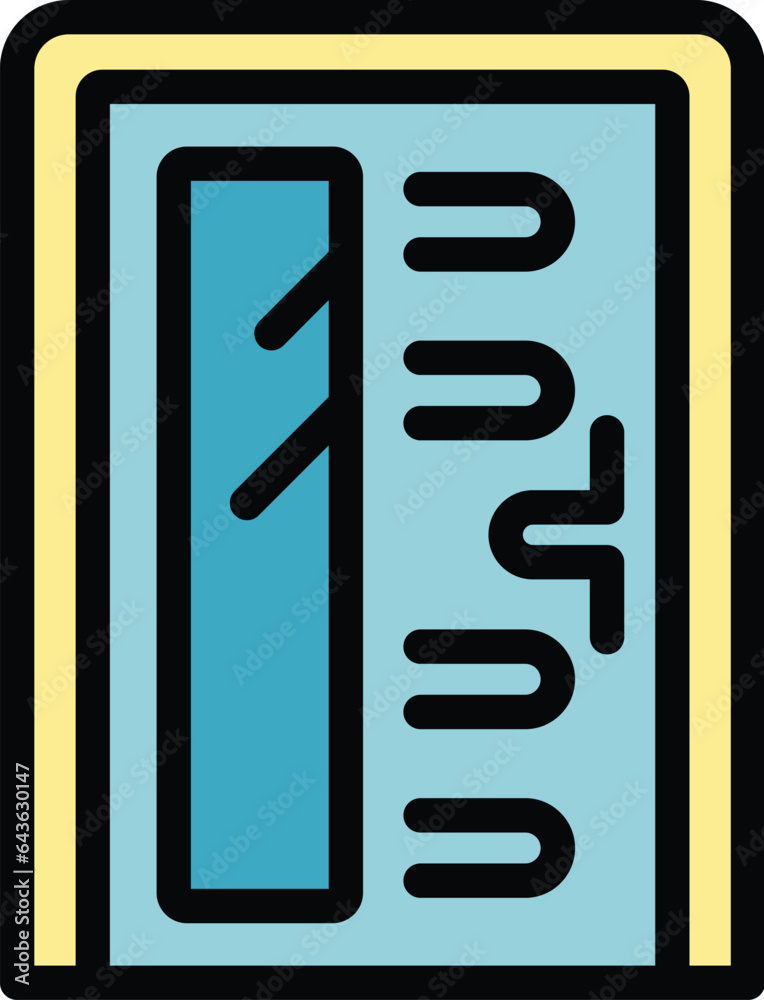 Room door icon outline vector. Interior handle. Glass design color flat Room door icon outline vector. Interior handle. Glass design color flat