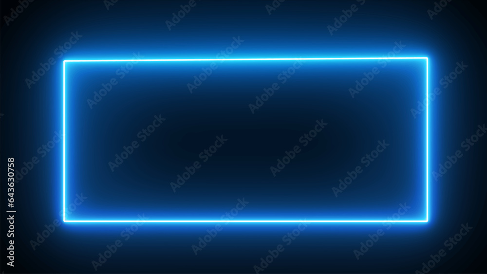 Blue neon frame. Neon background.